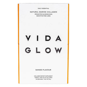 Vida Glow Natural Marine Collagen Sachets - Mango box